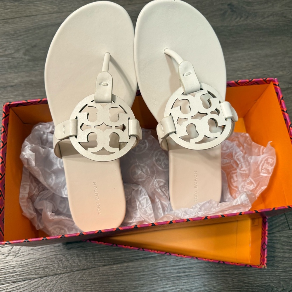Tory Burch New Ivory Miller Soft Sandals